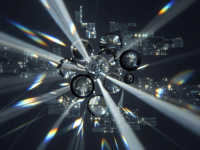 Lens elements and light refractions representing computational photography